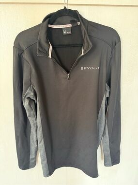 Spyder Men’s Black Half-Zip Performance Pullover Gray Panels L